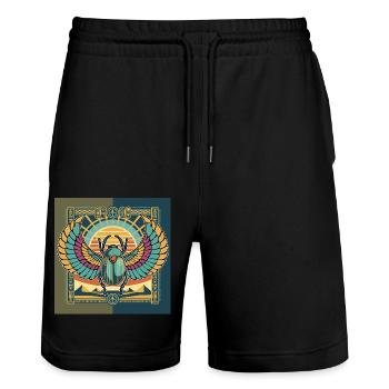 KHEPRI Dieu du Soleil Levant - Short de jogging bio TRAINER Stanley/Stella unisexe - noir - Devant - Nik (191cm) & Marisol (170cm)