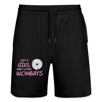 Just A Girl Who Loves Wombats - Stanley/Stella Trainer Unisex Organic Jogging Shorts - black - Front - Nik (191cm) & Marisol (170cm)