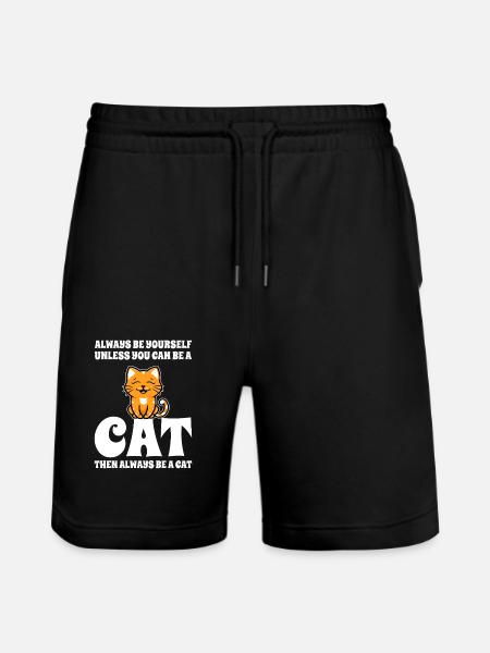Cat - Stanley/Stella Trainer Unisex Organic Jogging Shorts - black