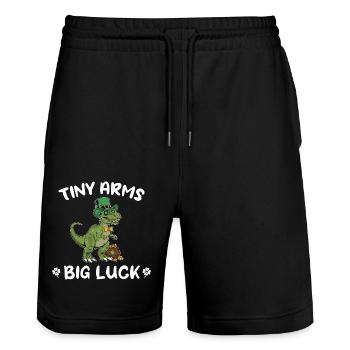 Leprechaun T-Rex Dino Luck Tiny Arms Big Luck - Stanley/Stella Trainer Unisex Organic Jogging Shorts - black - Front - Nik (191cm) & Marisol (170cm)
