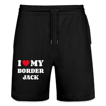J'aime mon Border Jack - Short de jogging bio TRAINER Stanley/Stella unisexe - noir - Devant - Nik (191cm) & Marisol (170cm)