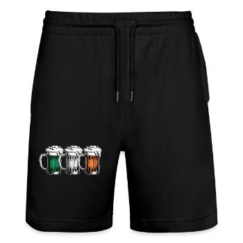 St. Patrick's Day Beer Beer Glasses Irish Flag - Stanley/Stella Trainer Unisex Organic Jogging Shorts - black - Front - Nik (191cm) & Marisol (170cm)