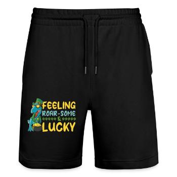Leprechaun T-Rex Dino Dinosaure Saint-Patrick - Short de jogging bio TRAINER Stanley/Stella unisexe - noir - Devant - Nik (191cm) & Marisol (170cm)
