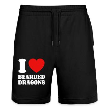 I Love Bearded Dragons Bearded Dragons Bearded Dragon Lovers - Stanley/Stella Trainer Unisex Organic Jogging Shorts - black - Front - Nik (191cm) & Marisol (170cm)