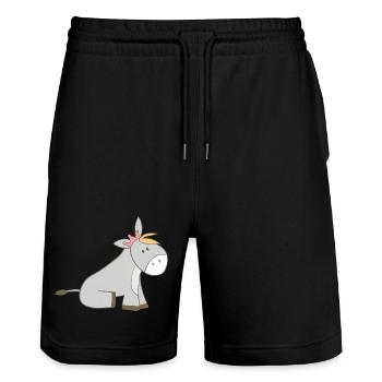 Royal donkey with crown - Stanley/Stella Trainer Unisex Organic Jogging Shorts - black - Front - Nik (191cm) & Marisol (170cm)