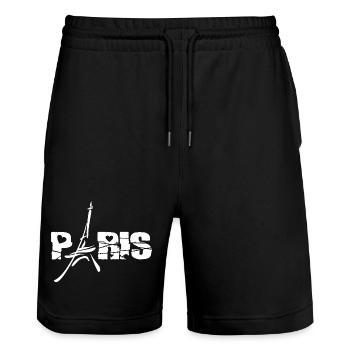 Paris Frankreich T-Shirt - Stanley/Stella Unisex Bio Joggingshorts Trainer  - Schwarz - Vorne - Nik (191cm) & Marisol (170cm)