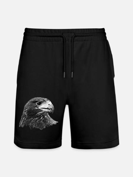 Eagle, Falcon, Falconry Bird of Prey, Grey - Stanley/Stella Trainer Unisex Organic Jogging Shorts - black