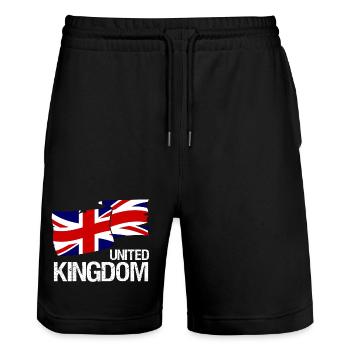 Drapeau britannique Union Jack - Design - Short de jogging bio TRAINER Stanley/Stella unisexe - noir - Devant - Nik (191cm) & Marisol (170cm)