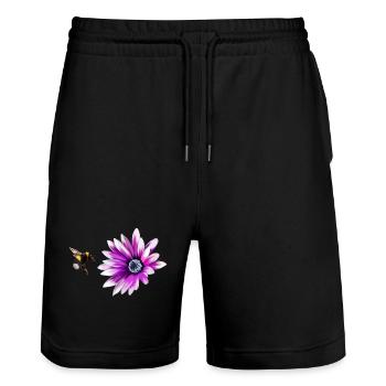 Bumblebee and flower - Stanley/Stella Trainer Unisex Organic Jogging Shorts - black - Front - Nik (191cm) & Marisol (170cm)