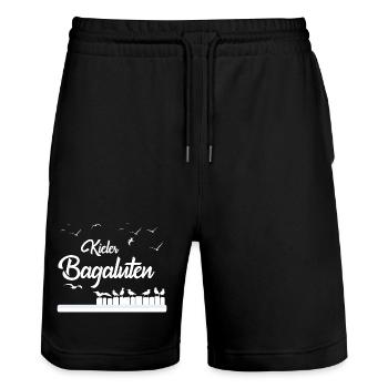 Kieler Bagaluten - Stanley/Stella Unisex Bio Joggingshorts Trainer  - Schwarz - Vorne - Nik (191cm) & Marisol (170cm)