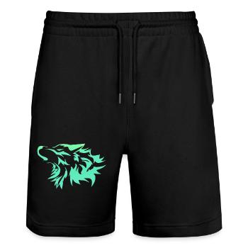 Wolf bright green - Stanley/Stella Trainer Unisex Organic Jogging Shorts - black - Front - Nik (191cm) & Marisol (170cm)