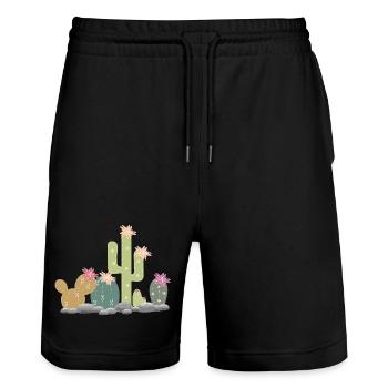 Cactus rock garden with different cacti - Stanley/Stella Trainer Unisex Organic Jogging Shorts - black - Front - Nik (191cm) & Marisol (170cm)