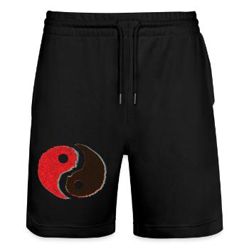 Yin yang symbole chinois tai chi qigong kung fu - Short de jogging bio TRAINER Stanley/Stella unisexe - noir - Devant - Nik (191cm) & Marisol (170cm)