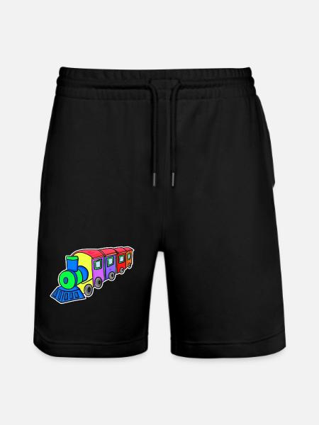 Eisenbahn Dampflok Kinder - Stanley/Stella Unisex Bio Joggingshorts Trainer - Schwarz