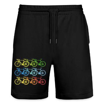 Vélo coloré vélos cool art cadeau - Short de jogging bio TRAINER Stanley/Stella unisexe - noir - Devant - Nik (191cm) & Marisol (170cm)