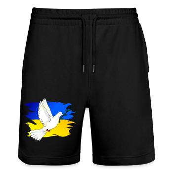 Drapeau de l’Ukraine aux couleurs nationales et colombe de la paix - Short de jogging bio TRAINER Stanley/Stella unisexe - noir - Devant - Nik (191cm) & Marisol (170cm)