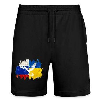 Ukraine Russie Conflit Colombe de la paix - Short de jogging bio TRAINER Stanley/Stella unisexe - noir - Devant - Nik (191cm) & Marisol (170cm)