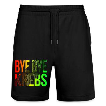 Bye Bye Kreps Rainbow Design - Stanley/Stella Trainer Unisex Organic Jogging Shorts - black - Front - Nik (191cm) & Marisol (170cm)