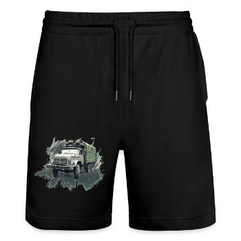 Zil 131 - Short de jogging bio TRAINER Stanley/Stella unisexe - noir - Devant - Nik (191cm) & Marisol (170cm)