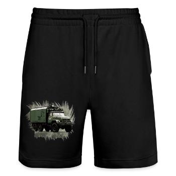 ZIL 131 KO - Short de jogging bio TRAINER Stanley/Stella unisexe - noir - Devant - Nik (191cm) & Marisol (170cm)