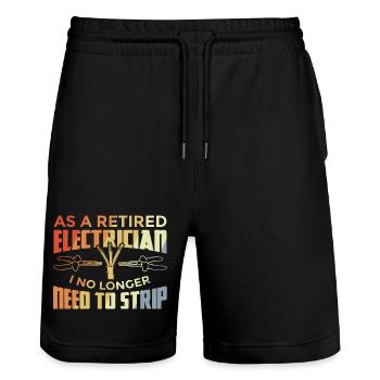 Électricien à la retraite - Short de jogging bio TRAINER Stanley/Stella unisexe - noir - Devant - Nik (191cm) & Marisol (170cm)