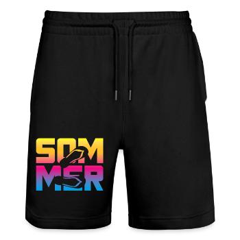 Sommer Farbe Verlauf Flip Flops Urlaub Camping Fun - Stanley/Stella Unisex Bio Joggingshorts Trainer  - Schwarz - Vorne - Nik (191cm) & Marisol (170cm)