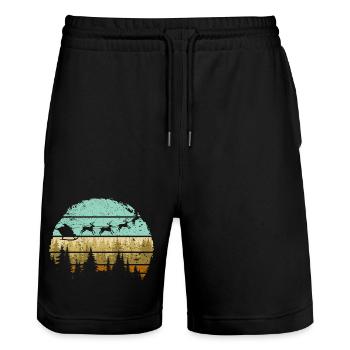 Hirsch Wald Streifen Silhouette - Stanley/Stella Unisex Bio Joggingshorts Trainer  - Schwarz - Vorne - Nik (191cm) & Marisol (170cm)