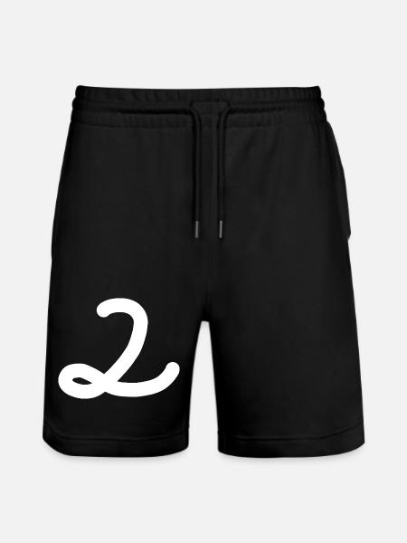 2 Number two white - Stanley/Stella Trainer Unisex Organic Jogging Shorts - black