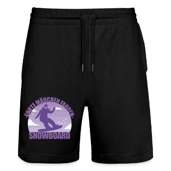 Snowboard Snowboarderin Mädchen Skiurlaub Geschenk - Stanley/Stella Unisex Bio Joggingshorts Trainer  - Schwarz - Vorne - Nik (191cm) & Marisol (170cm)