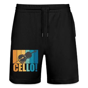 Cello Vintage Instrument Musician Gift - Stanley/Stella Trainer Unisex Organic Jogging Shorts - black - Front - Nik (191cm) & Marisol (170cm)