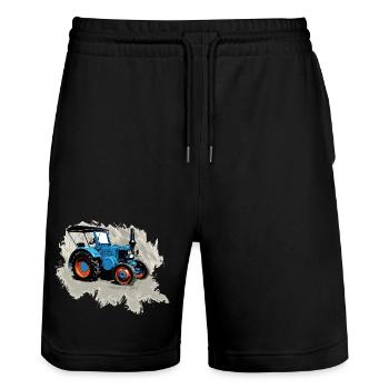Traktor Lanz - Stanley/Stella Unisex Bio Joggingshorts Trainer  - Schwarz - Vorne - Nik (191cm) & Marisol (170cm)