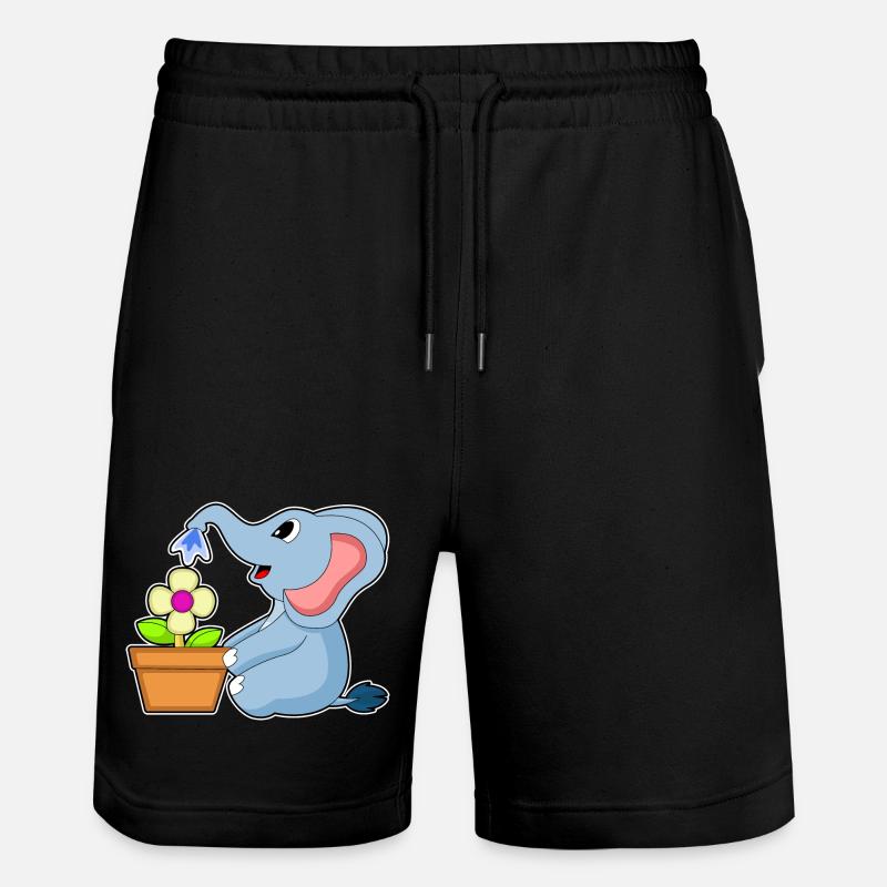 Elefant Blumentopf Blume - Stanley/Stella Unisex Bio Joggingshorts Trainer  - Schwarz