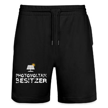 Photovoltaik Besitzer Solar Stromspeicher - Stanley/Stella Unisex Bio Joggingshorts Trainer  - Schwarz - Vorne - Nik (191cm) & Marisol (170cm)