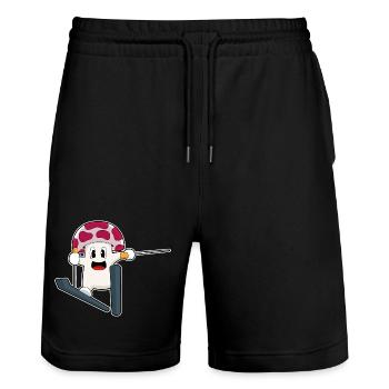 Pilz Skifahrer Ski Wintersport - Stanley/Stella Unisex Bio Joggingshorts Trainer  - Schwarz - Vorne - Nik (191cm) & Marisol (170cm)