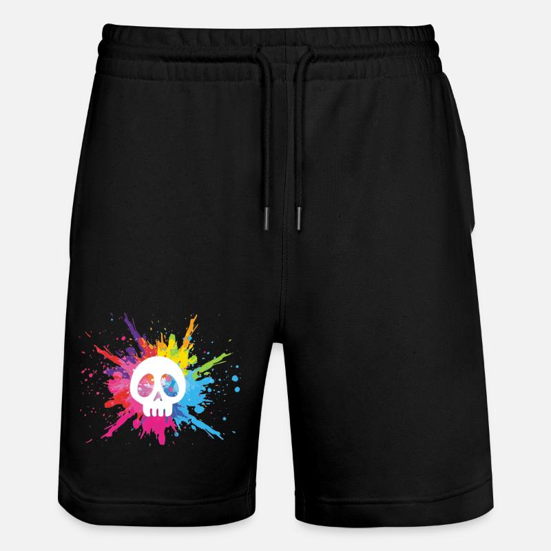 Weißer Schädel und bunte Explosion - Stanley/Stella Unisex Bio Joggingshorts Trainer  - Schwarz