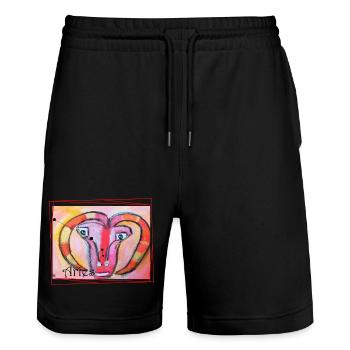 Widder Regenbogen Himmlische Kunst - Stanley/Stella Unisex Bio Joggingshorts Trainer  - Schwarz - Vorne - Nik (191cm) & Marisol (170cm)