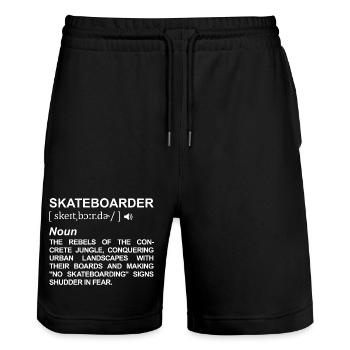 Skateboarder Definition - Stanley/Stella Trainer Unisex Organic Jogging Shorts - black - Front - Nik (191cm) & Marisol (170cm)
