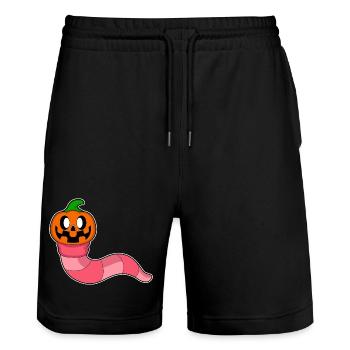 Wurm Halloween Kürbis - Stanley/Stella Unisex Bio Joggingshorts Trainer  - Schwarz - Vorne - Nik (191cm) & Marisol (170cm)