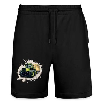 MB trac 1300 TRAC mit Anhänger - Stanley/Stella Unisex Bio Joggingshorts Trainer  - Schwarz - Vorne - Nik (191cm) & Marisol (170cm)