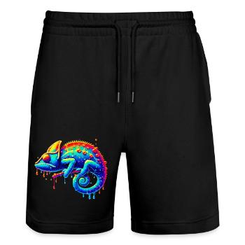Caméléon - Short de jogging bio TRAINER Stanley/Stella unisexe - noir - Devant - Nik (191cm) & Marisol (170cm)