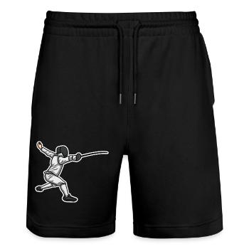 Little Fencer - Stanley/Stella Trainer Unisex Organic Jogging Shorts - black - Front - Nik (191cm) & Marisol (170cm)