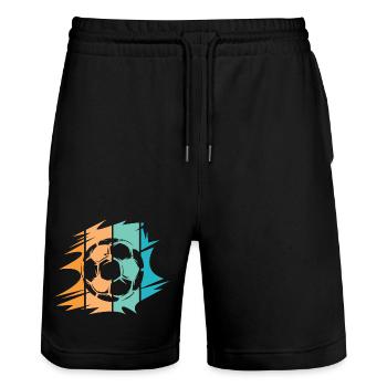 retro Fußball Team Verein Illustration Ballsymbol - Stanley/Stella Unisex Bio Joggingshorts Trainer  - Schwarz - Vorne - Nik (191cm) & Marisol (170cm)