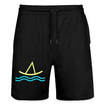Sailing - Sailboat - Stanley/Stella Trainer Unisex Organic Jogging Shorts - black - Front - Nik (191cm) & Marisol (170cm)