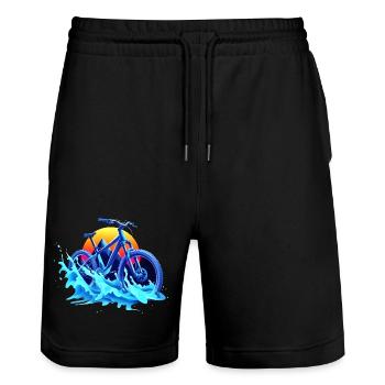 Mountainbiken Vaporwave - Stanley/Stella Unisex Bio Joggingshorts Trainer  - Schwarz - Vorne - Nik (191cm) & Marisol (170cm)