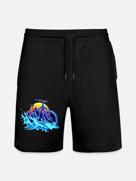 Mountain Biking Vaporwave - Stanley/Stella Trainer Unisex Organic Jogging Shorts - black