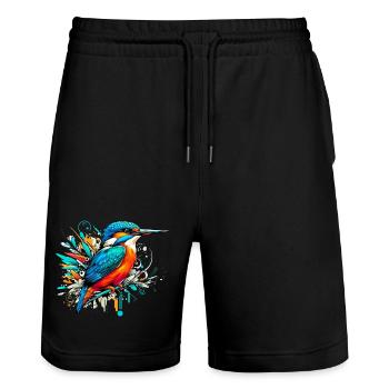 Martin-pêcheur - Short de jogging bio TRAINER Stanley/Stella unisexe - noir - Devant - Nik (191cm) & Marisol (170cm)