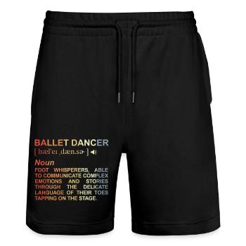 Danseuse de ballet Explication des termes - Short de jogging bio TRAINER Stanley/Stella unisexe - noir - Devant - Nik (191cm) & Marisol (170cm)