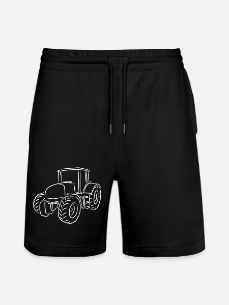 Tractor Sketch - Stanley/Stella Trainer Unisex Organic Jogging Shorts - black