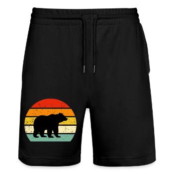 Ours Retro - T-shirt Vintage - Short de jogging bio TRAINER Stanley/Stella unisexe - noir - Devant - Nik (191cm) & Marisol (170cm)
