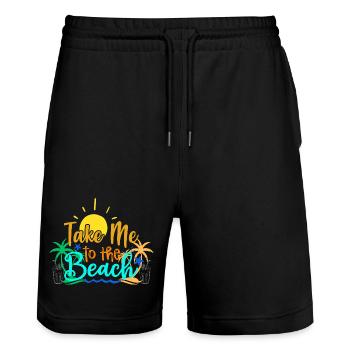 Sunset Beach Vacation Graphic - Stanley/Stella Trainer Unisex Organic Jogging Shorts - black - Front - Nik (191cm) & Marisol (170cm)
